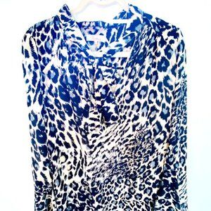 Parker Silk Leopard Print Neck Tie Dress